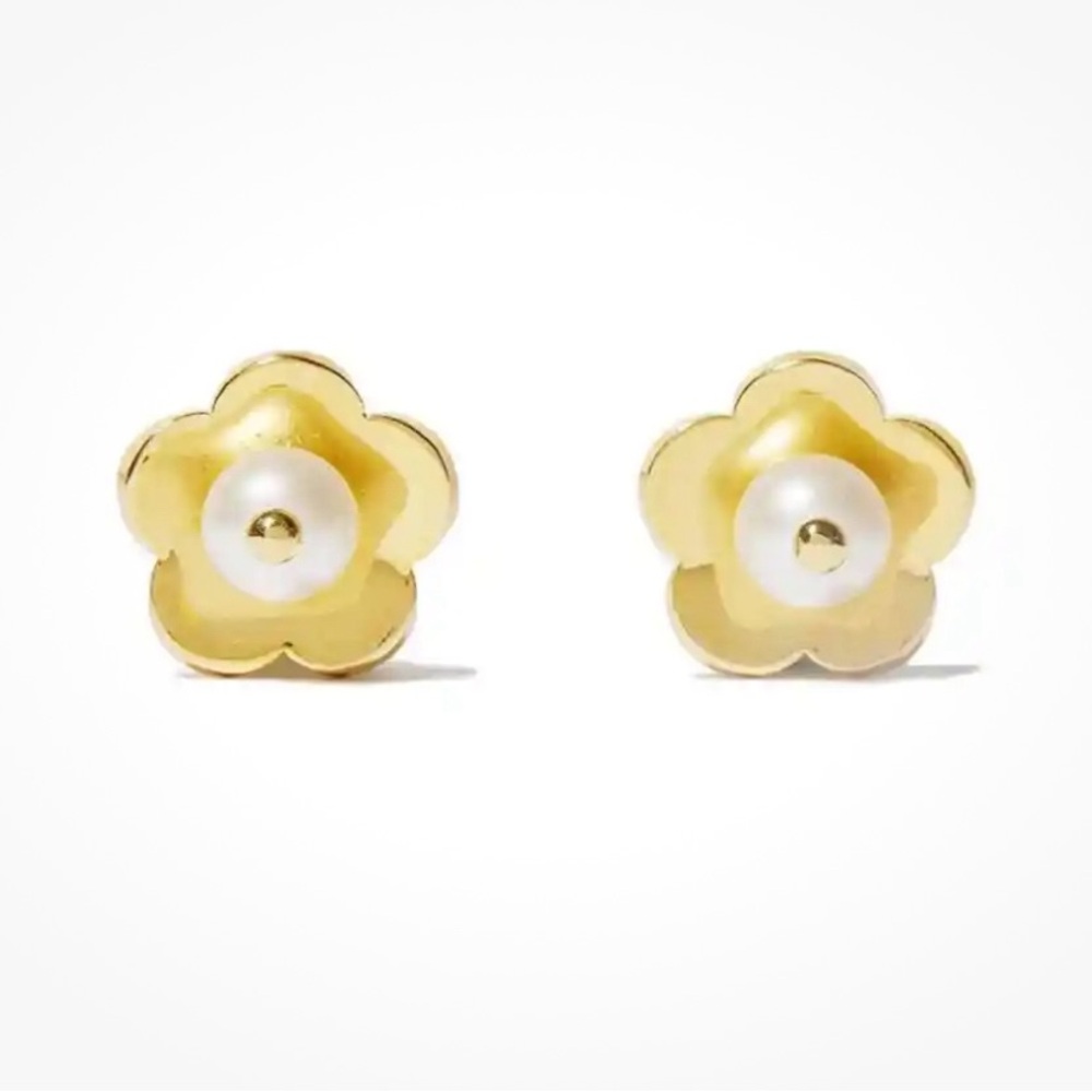 Lele Sadoughi Flower and Pearl Stud Earrings